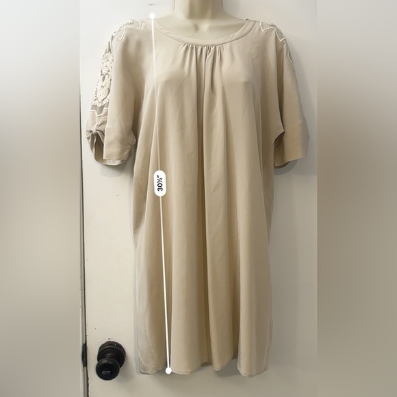 Massimo Dutti Women’s 38/ US 4 Silk Dress Beige Lace Appliqué Sleeves Boho Chic - Picture 11 of 11
